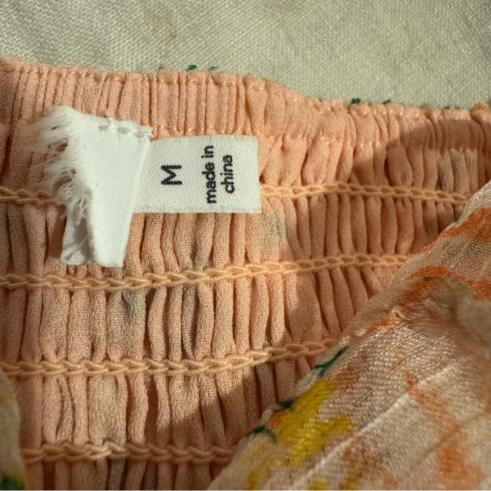 ASTR The Label Lunaria Pleated Midi Dress Orange Green Floral Chiffon Size M - Picture 11 of 15